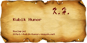 Kubik Hunor névjegykártya